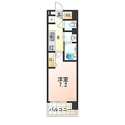 Luxe我孫子II 3階1Kの間取り