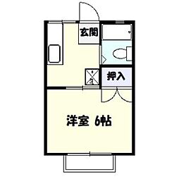 新町ハイツ 2階1Kの間取り