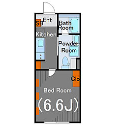 COCOCUBE大井町 4階1Kの間取り