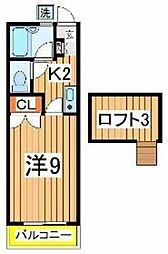 メゾン・デ・シャルム逆井 2階1Kの間取り