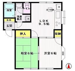 メゾンド川口 2LDKの間取図画像