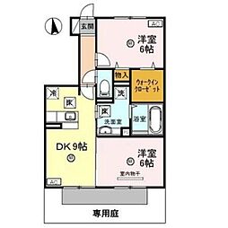 D-roomシルクマムB 2DKの間取図画像