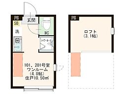 ハーモニーテラス西小岩4 ワンルームの間取図画像