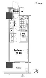 パークハビオ赤坂タワー 12階ワンルームの間取り