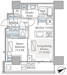 パークコート青山高樹町ザ タワー 1LDKの間取図画像