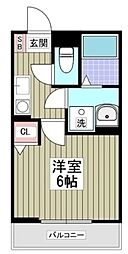 パルトネール東久保町 1階1Kの間取り