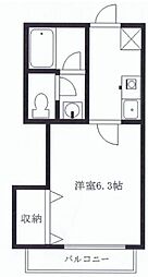 バンボーハイツ2号館 1Kの間取図画像