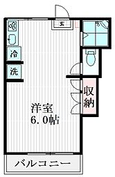 シャンブルドット千歳船橋 1階ワンルームの間取り