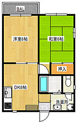 セントヒルズ北初富 2DKの間取図画像