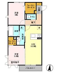 roi delours III 3階2LDKの間取り