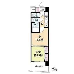 JR東海道・山陽本線 神戸駅 徒歩12分の賃貸マンション 10階2Kの間取り