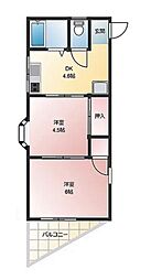 カネマン第3ビル 2DKの間取図画像
