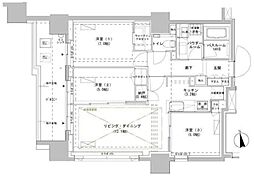 パークスフイア牛込神楽坂 3LDKの間取図画像