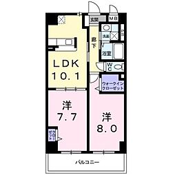 アルボル リオ I 3階2LDKの間取り