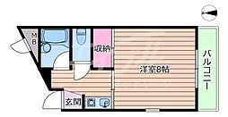 阪急千里線 豊津駅 徒歩10分の賃貸マンション 1階1Kの間取り