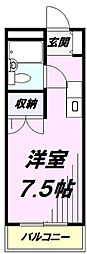 ロイヤルハイツ東所沢 3階ワンルームの間取り