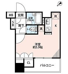 プレール・ドゥーク八丁堀 ワンルームの間取図画像