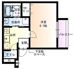 フジパレス阪急吹田駅南2番館 1Kの間取図画像