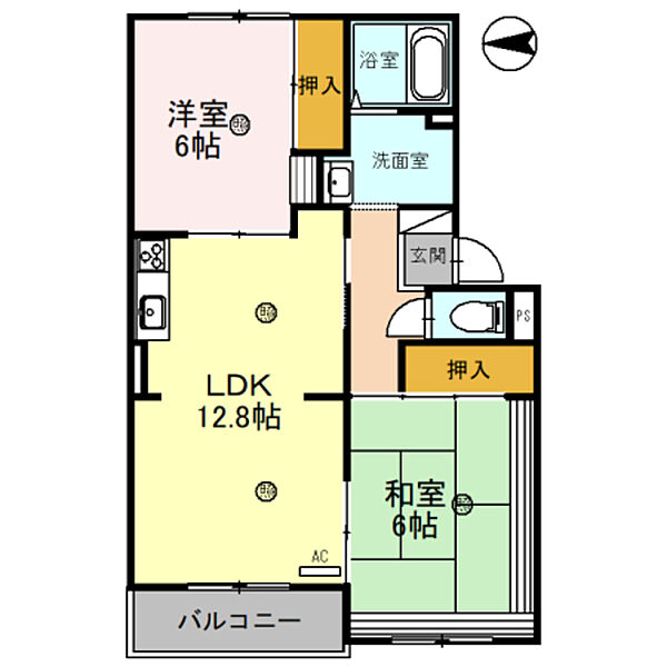 フラワーヒルまつもと ｜大阪府八尾市東山本新町３丁目(賃貸アパート2LDK・1階・62.98㎡)の写真 その2