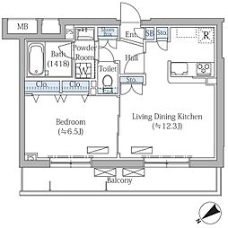 Rovine目黒東山 1LDKの間取図画像