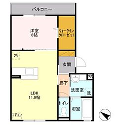 メゾンD-常盤 1LDKの間取図画像