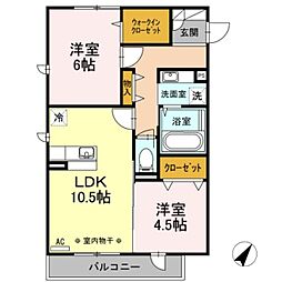 パストラル 2階2LDKの間取り