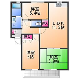 ウエストコートB棟 3LDKの間取図画像