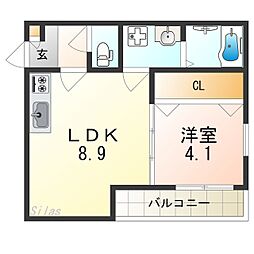 南海線 石津川駅 徒歩17分の賃貸アパート 3階1LDKの間取り