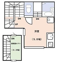 ラプンツェル高円寺 2階ワンルームの間取り