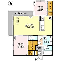 高石市東羽衣5丁目アパート 2LDKの間取図画像