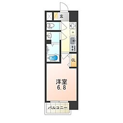 JR大阪環状線 弁天町駅 徒歩4分の賃貸マンション 5階1Kの間取り