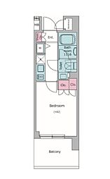 クレヴィアリグゼ品川シーサイド 1Kの間取図画像