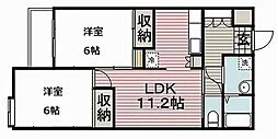 ヒロロイヤルハイツ長津田 2LDKの間取図画像