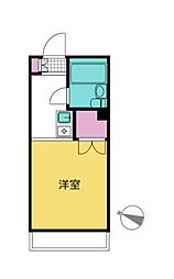 サンアベニューめじろ台 3階1Kの間取り