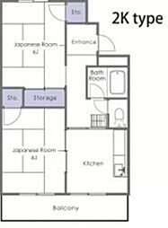 ユーアイパレス 2Kの間取図画像