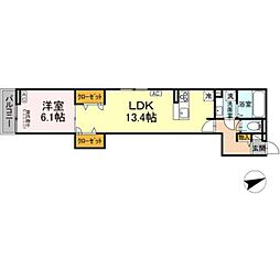 D-ROOM八幡町 2階1LDKの間取り