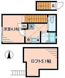 マイショコラ 1Kの間取図画像