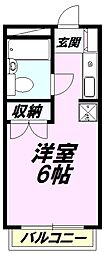 京王線 京王八王子駅 徒歩20分の賃貸マンション 2階ワンルームの間取り