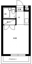 スカイコート立川第3 1階ワンルームの間取り