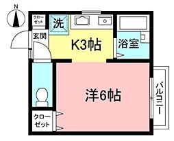 ラ・パラシオン 1Kの間取図画像