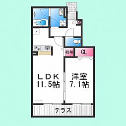 アムールアミュレット 1LDKの間取図画像
