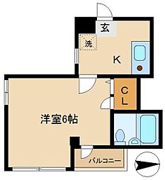 ルミエラ2 1Kの間取図画像