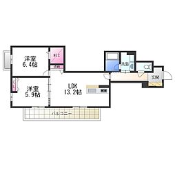 シャーメゾンサカイパークス2 2LDKの間取図画像