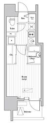 大森海岸レジデンス 1Kの間取図画像