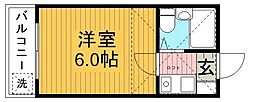 メゾン赤堤 1Kの間取図画像
