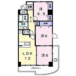 JR紀勢本線 紀三井寺駅 3.1kmの賃貸マンション 1階3LDKの間取り