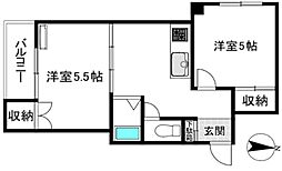 ライブリー松本 2DKの間取図画像