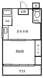 恵美荘 1DKの間取図画像