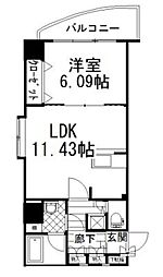 リベラいわき 1LDKの間取図画像