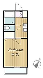 小田急江ノ島線 東林間駅 徒歩11分の賃貸アパート 2階1Kの間取り
